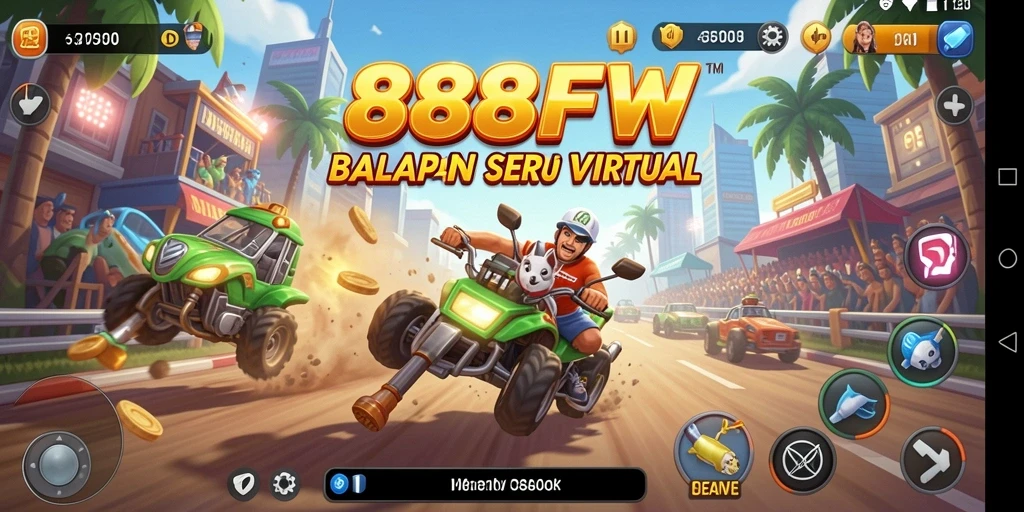 Screenshot gameplay menampilkan balapan seru dalam <strong>888FW</strong>.