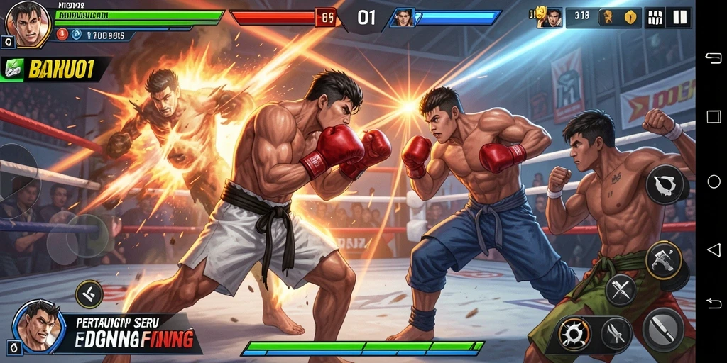 Gameplay seru dan penuh aksi dalam BARU01 yang menampilkan pertarungan mendebarkan.