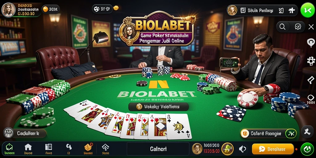 Screenshot permainan BIOLABET menampilkan aksi seru di meja Poker.