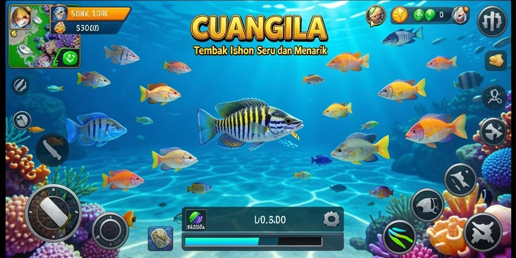 Tampilan screenshot CUANGILA yang menunjukkan gameplay seru saat menangkap ikan.