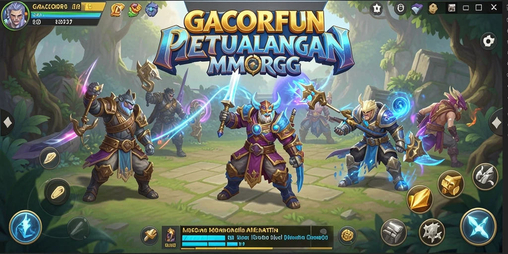 Screenshot GACORFUN yang menampilkan aksi pertempuran seru di dunia MMORPG.