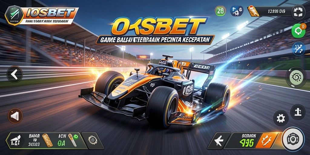 Tampilan gameplay menarik dari IOSBET dengan mobil balap yang menakjubkan.