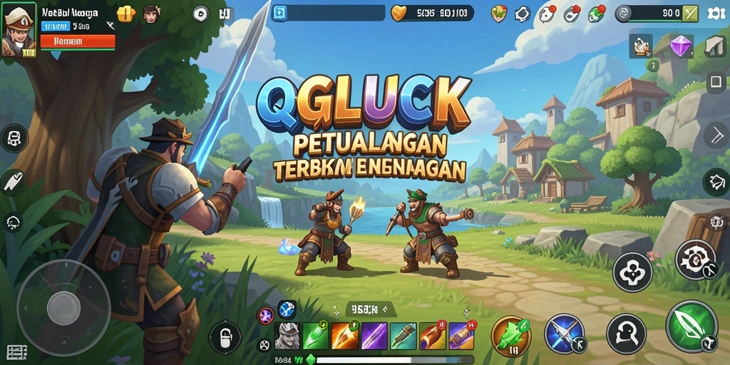 Screenshot gameplay QGLUCK menunjukkan dunia terbuka yang menakjubkan.