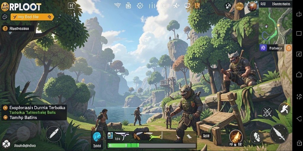 Screenshot menunjukkan pemain menjelajahi dunia terbuka yang indah dan dinamis.