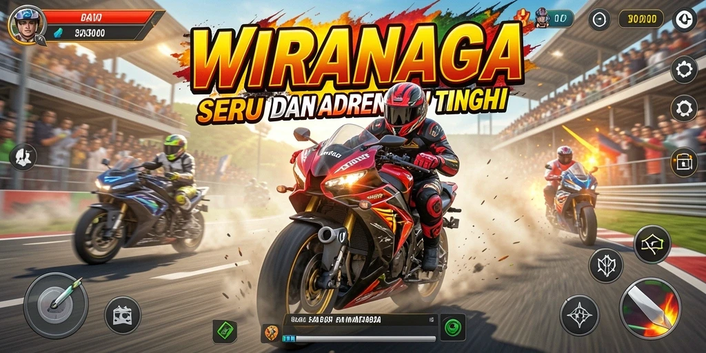 Tampilan gameplay balapan motor yang mendebarkan di WIRANAGA.
